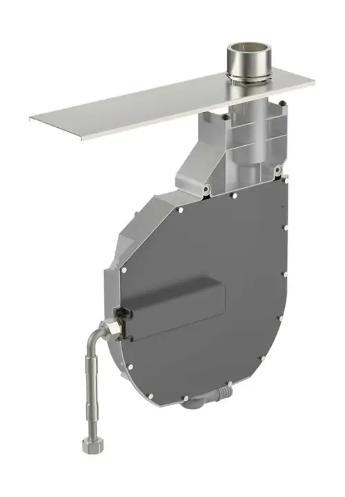 Rollbox in grauem und silbernem Design mit Schlauchanschluss und Montageplatte, geeignet für Schlauchsysteme von HANSA.